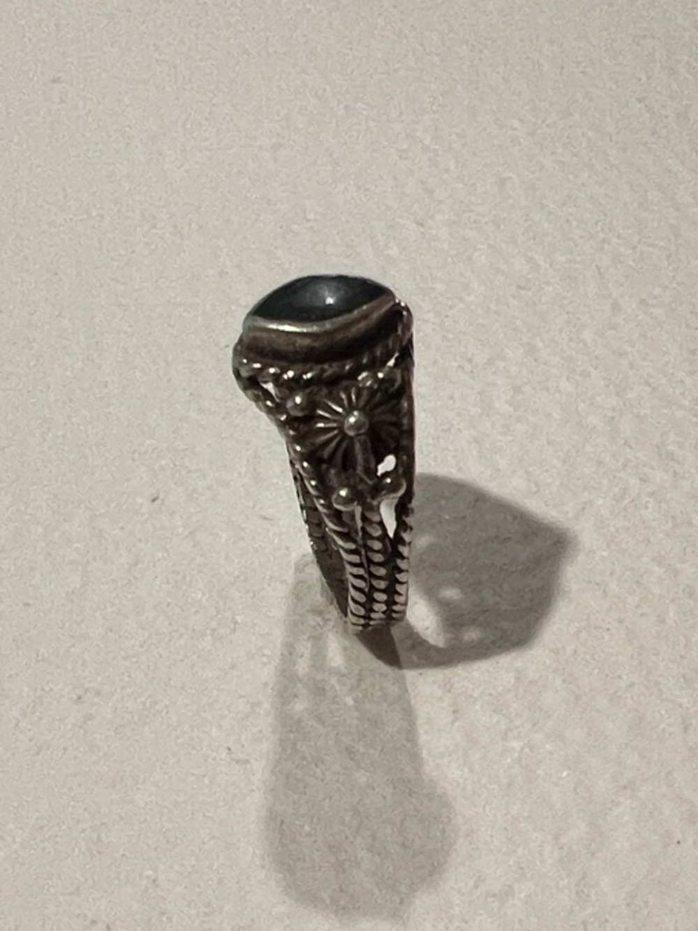 Black Marquise Stone Ring - Picture 2 of 4